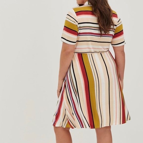 Torrid Striped Midi Dress with Button Detail - Picture 2 of 10